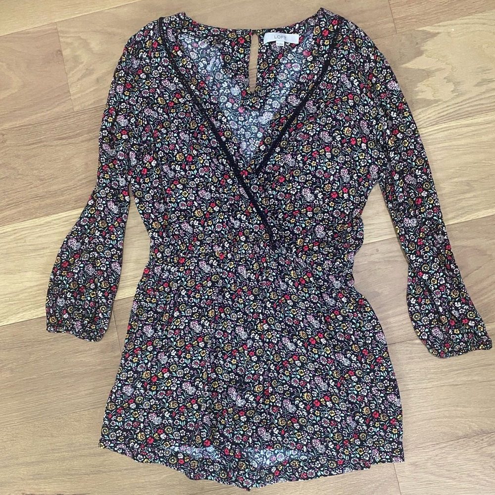 Loft Medium floral romper with pockets. Price firm.